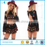Sexy Scoop Blouses and Short Pants 2016 Women Fashion Flower Printing Two Piece Sets thumbnail-1