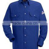 Mens Workwear Button-front Navy Blue 4.5oz Nomex Safety Work Shirt thumbnail-1