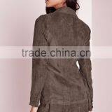 New Arrival Lady Khaki Faux Suede Office Uniform Blazer thumbnail-4