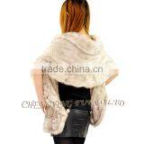 CX-B-M-15 Ladies Latest Kintted Real Mink Fur Woman Fashion Black Fur Shawl thumbnail-6