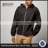 Mgoo Fashion 100% Cotton Black Hooded Jacket With Lining Casual Fit Balloon Sleeves Jacket Zipper Up thumbnail-1