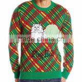 Men Green Sweater Fuzzy Cat Pattern Christmas Sweater Pattern s thumbnail-1