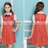 Latest Design Navy Blue Nice Girl Plaid Dress Elementary Quality School Uniform thumbnail-6