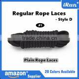 Black Plain Sneakers Rope Air Yeezy Laces - Strong Thick Round Shoelaces For Hiking Boots - Amazon Supplier - 20 Colors thumbnail-1
