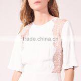 WOMEN Round Neck and Short Sleeves Sexy Lace Bare Back Jumpsuit thumbnail-6
