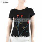 Womens Casual Loose Summer Ladies Black Cotton t Shirt With Accessories thumbnail-1