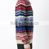 Multi Color Crew Neck Knitted Jumper Men's Intarsia Sweater With Button Decoration on Shoulders thumbnail-2