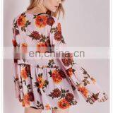 New Style Women Oversized Pink Floral Printed Sexy Chiffon Blouse thumbnail-6