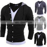 New Fashion Mens V Neck Long Sleeve Slim Fit Hooded Casual T-Shirt Tops Tee Shirts thumbnail-3