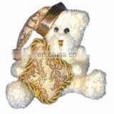 plush&stuffed teddybear with golden cushion&hat,soft animal toy