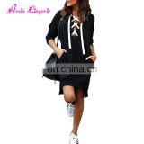 China Factory black long sleeves midi winter autumn t shirt one piece dress