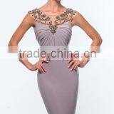 Long Sheer Beck Fit And Flare Beaded Chiffon Evening Dress Wholesale thumbnail-4