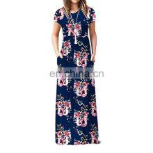 Manufacturers Wholesale Women's Short Sleeve Casual Printed Pocket Dress Women's Clothing thumbnail-5