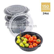 Portable Black Stackable Disposable PP Plastic Meal Prep Containers With Clear Lids thumbnail-3