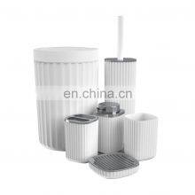 Vertical Stripe Plastic Decorative Bathroom Accessories Set 6 Pcs Luxury Bath Sets thumbnail-2
