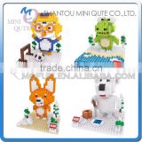 Mini Qute HSANHE 4 styles kawaii Penguin Frog Fox Bear plastic building blocks brick cartoon model educational toy