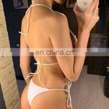 2022 New Designer Bikinis Woman Halter Neck Luxury Pearl Bathing Suits Swim Brief Bikini Women Swimwear thumbnail-4