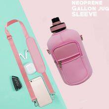Custom Gym Jug Sleeve Neoprene 64 oz Jug Bag Water Bottle Holder With Shoulder Strap and Phone Pockets thumbnail-3