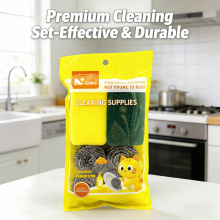 Customize Stainless Steel Scourer Set Kitchen Clean Dish Washing Scourer Sponge Set thumbnail-1