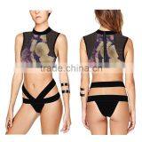 (ODM/OEM Factory)New Arrival Sexy Girls Swimming Suits Black Double Cross Strap Monokini Swimmming Suits thumbnail-1