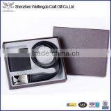 New arrival top grade genuine leather wallet belt gift set
