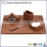 Fancy Brown 5 Pieces PU Leather Office Stationery Gift Set
