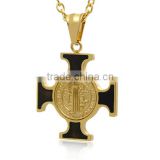 Characteristic De Guadalupe Image Cross Pendant Stainless Steel Black Enamel Gold Plated Crucifix Religious Christian Amulet