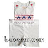 Independence Stars hand smocked boy shortall