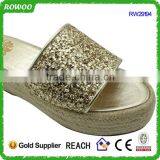 Shiny Glitter Lady Wedge Manufacturer Wholesale Slip on Shoes thumbnail-5