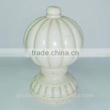 Ivory Fluted Ball Curtain Finials Made of Polyurethane Casting Resin