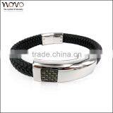 Cuff Bracelet Cheap Leather Bracelets Stainless Steel Monogram Leather Cuff Bracelet thumbnail-1