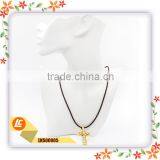 Wholesale Twisted Leather Necklace With Flashing Clear Rhinestone Cross thumbnail-4