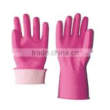 pink kitchen latex flock dipped gloves