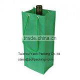 promotional non woven bag, reusable shopping bag with rope handle, single wine bottle bag