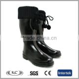trendy hotsale cotton black fashionable ladies rubber rain boots