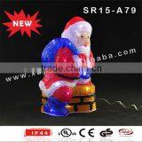 Wholesale Outdoor Acrylic Santa Clause Sitting on Chimney Christmas Decoration With LED Light thumbnail-2