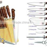 10Pcs PakkaWood Handle Kitchen Knife Set With Block thumbnail-1