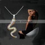 Sexy Neck Accessory Jewelry Crystal Snake Pendant Dangle Necklaces For Women thumbnail-2