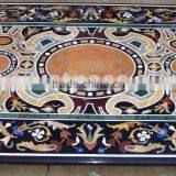 Pietra Dura Black Marble Inlay Dining Table Top