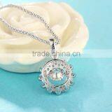 Fashion Jewelry Pave Dancing Stone Diamond Silver Pendant Necklace SPG919W thumbnail-5
