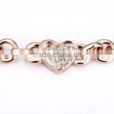 18KGP Rose Gold Plated Crystal Rhinestone Lovers' Heart Women Flower Bangle Bracelet Fashion Jewelry B002 thumbnail-4