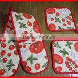 100%cotton Kitchen Printed Double Oven Mitten Set