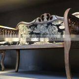 BISINI Wood Carved Double Seater Chair, Elegant Designed Arm Chair, Solid Wood Living Room Sofa Chair (BF01-X1191) thumbnail-4