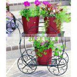 Outdoor and Indoor Trolley Design 2 Tiers Metal Flower Pot Stand thumbnail-2
