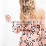 Bell Sleeve Cold Shoulder Floral Playsuit Woman Fashion Flowy Fit Romper thumbnail-2