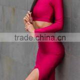 Two Piece Long Sleeve Blouse and Skirt 2016 Hot Red Ladies Evening Dress thumbnail-3