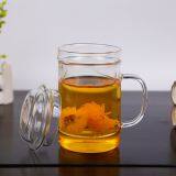 Glass Cup Kungfu Tea Cup Three Part Glass Cup Filter Glass Cup Coffee Cup Milk Cup Juice Cup for Hotel and Resturant thumbnail-2