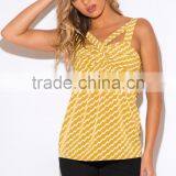 Trendy Woman Yellow Chevron Print Cut Out Party Bulk Tank Top thumbnail-4