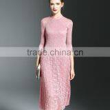 Elegant Lady Lace Hollow Out Embroidery A-line Pleated Fold Lace Dress thumbnail-3