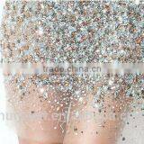 Luxurious Deep V Neck Low Back Out Short Crystal Dress thumbnail-4